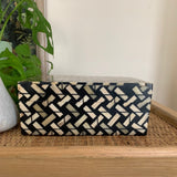 Bone Inlay Mid Size Box : Cross Weave : Brown