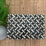 Bone Inlay Mid Size Box : Cross Weave : Brown