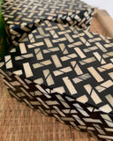 Bone Inlay Small Box : Cross Weave : Brown
