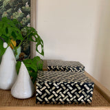 Bone Inlay Small Box : Cross Weave : Brown