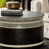 Bone Inlay Round Coffee Table : Charlston : Black