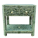 Mother of Pearl Inlay 1 Drawer Bedside (with Undershelf) :  Floral