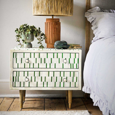 Bone Inlay 2 Drawer Bedside : Morse : Green