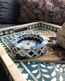 Bone Inlay Rectangular Tray : Floral : Teal