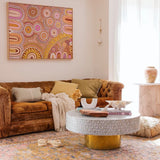 Mother of Pearl Inlay Round Coffee Table : Lady's Bedstraw : Grey
