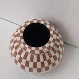 Bone Inlay Vase : Checkered : Clay