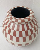 Bone Inlay Vase : Checkered : Clay