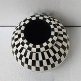 Bone Inlay Vase : Checkered : Black