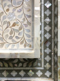 Mother of Pearl Inlay Mini Tray : Floral : White