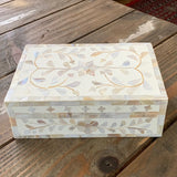 Mother of Pearl Small Gift Box : Floral : White
