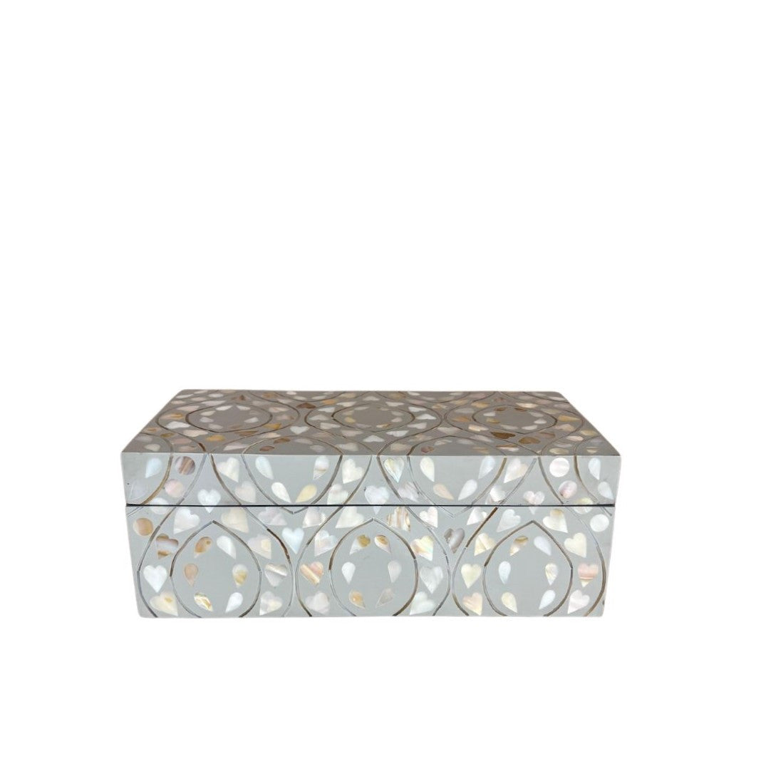 Mother of Pearl Inlay Mid-Size Box : Heart : Grey