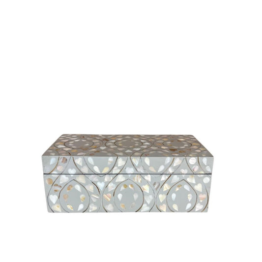 Mother of Pearl Inlay Mid-Size Box : Heart : Grey
