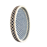 Bone Inlay Round Tray : Scallop : Encore Blue