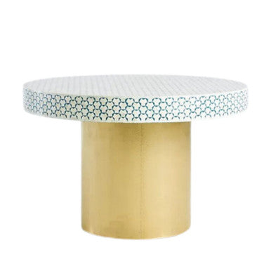 Bone Inlay Dining Table with Brass Base