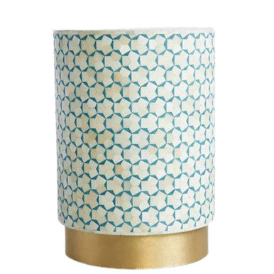 Bone Inlay Side Table : Tri-Square : Teal