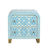Bone Inlay 2 Drawer Waterfall Bedside : Zelliges : Blue