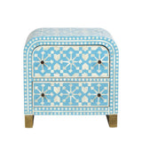 Bone Inlay 2 Drawer Waterfall Bedside : Zelliges : Blue