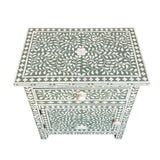 Bone Inlay Large Bedside Cabinet : Floral : Sage