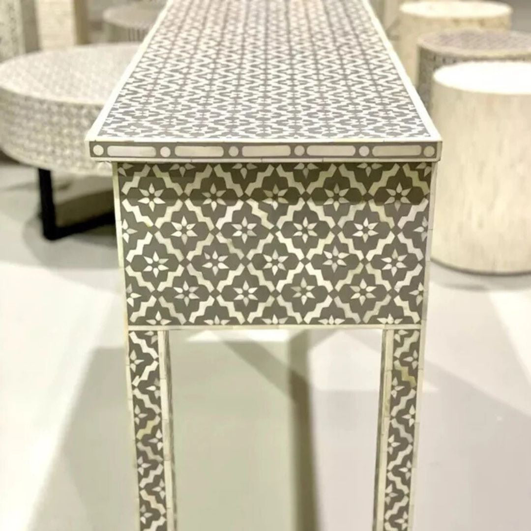Bone Inlay Console : Ogee : Grey