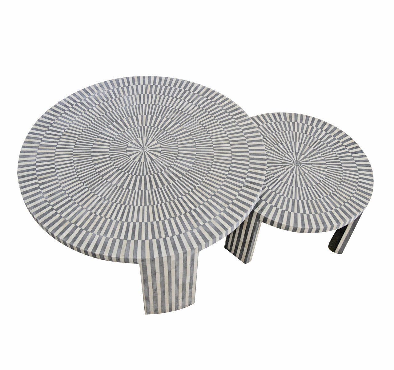 Bone Inlay Nesting Coffee Table Pair : Grey
