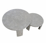 Bone Inlay Nesting Coffee Table Pair : Grey