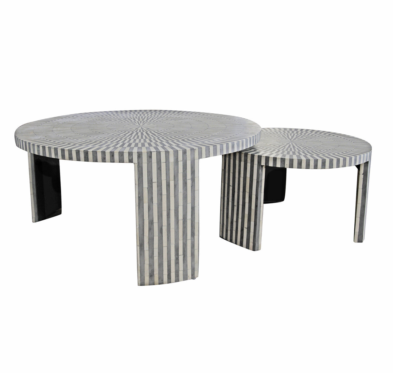 Bone Inlay Nesting Coffee Table Pair : Grey