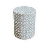 Bone Inlay Round Side Table : Zelliges : Blue