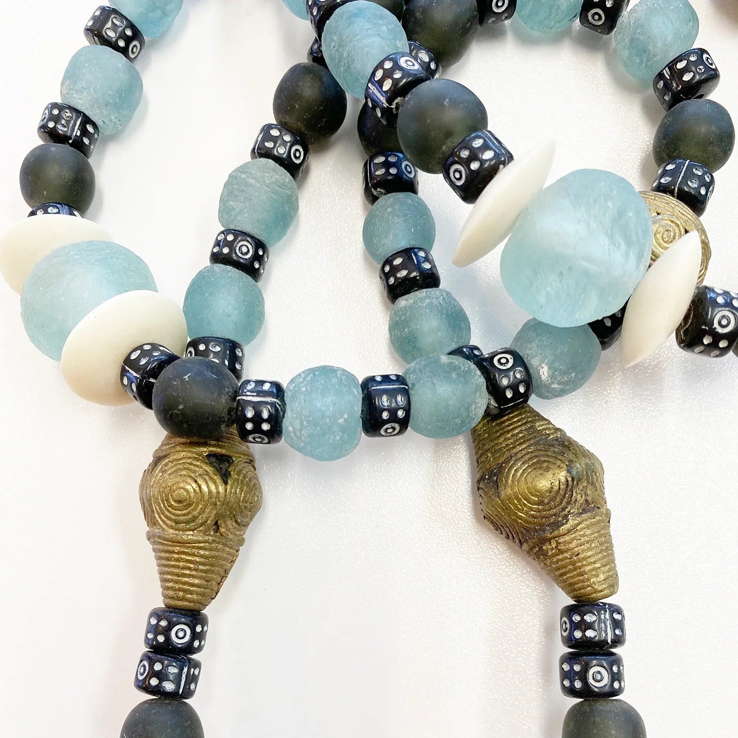 Handmade Recycled Glass & Bone Necklace