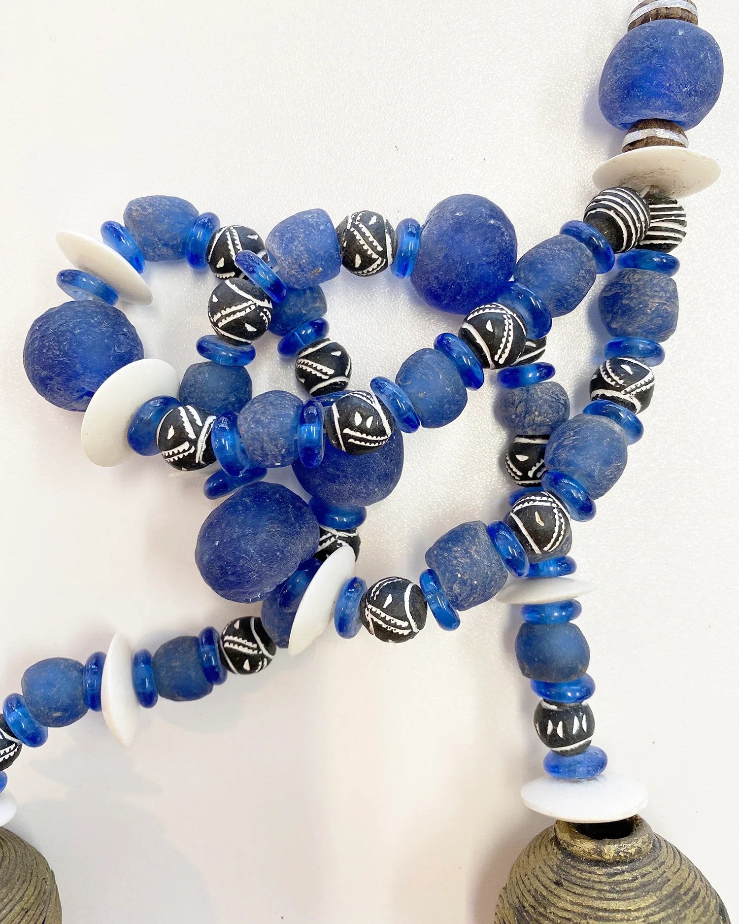 Handmade Recycled Glass & Bone Necklace