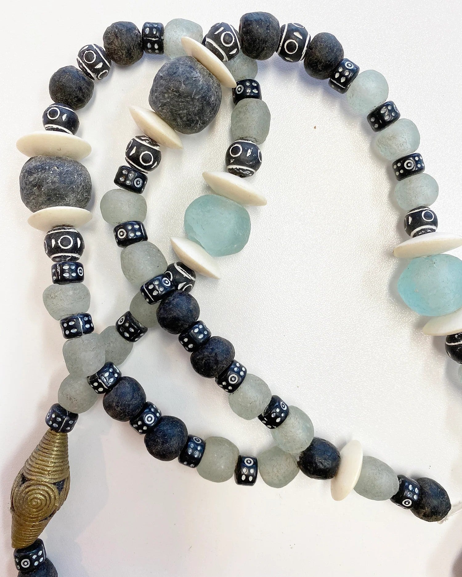 Handmade Recycled Glass & Bone Necklace