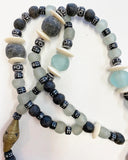 Handmade Recycled Glass & Bone Necklace
