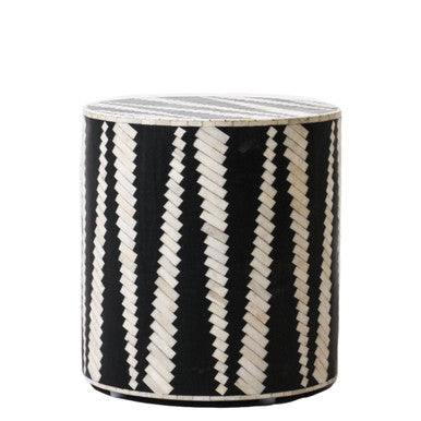 Bone Inlay Side Table : Sawtooth : Black